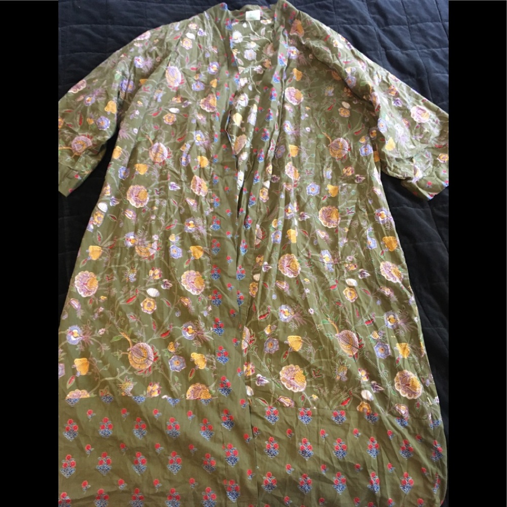 Green floral lightweight loungewear kimono/robe